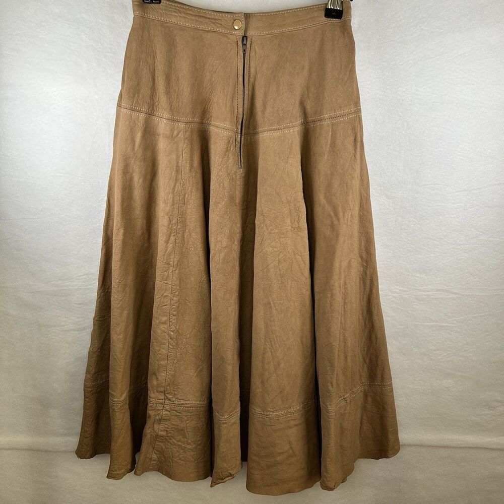Soft Leather Skirt Raw Hem Long Begedor Italia western outback cowgirl core Sz 4